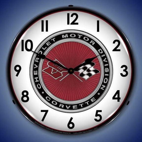 C3 Corvette Logo Lighted Clock