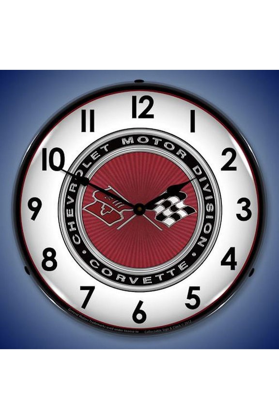 C3 Corvette Logo Lighted Clock