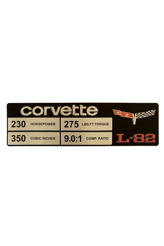 C3 Corvette Spec Data Plate Embossed in Scratch-Resistant Aluminum L-82 Engine 1980