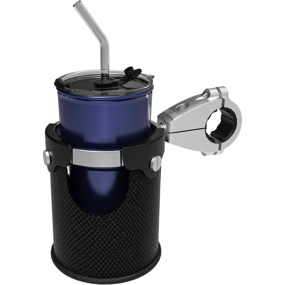 C3 Motorcycle Cup Holder with 360 ° Swivel Ball Mount, Heavy-Duty Aluminum Drink Holder for 7/8"–1 1/4" Handlebars, Passenger Beverage Holder for Harley, ATV, UTV