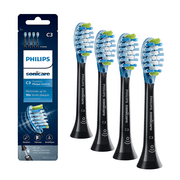 C3 Premium Plaque Control Replacement Toothbrush Heads, Compatible with Philips Sonicare Electric Soft Toothbrush Brush Heads, HX9044, 4 Pack, Black