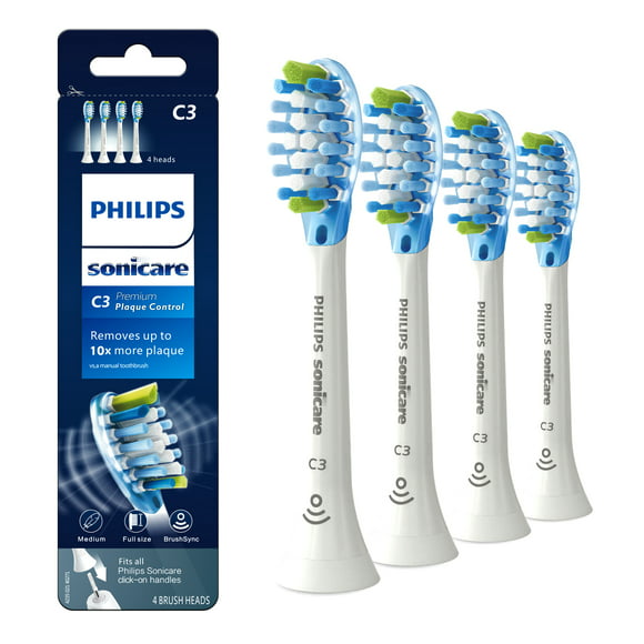 C3 Premium Plaque Control Sonic Toothbrush Head Replacement Brush Heads Compatible with Philips Sonicare Diamond Clean Electric Toothbrush,HX9044/65,4 Count,White
