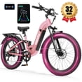 thumbnail image 1 of ESKUTE C300 1500W Electric Bike for Adults, 48V 20.8Ah Battery, 32MPH, 80 Miles Range, 26"x4.0" Fat Tire Step-Thru Ebike, Full Suspension Electric Bicycle, 8-Speed Pink, UL2849, 1 of 9