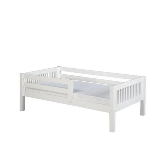 C313-Wh Day Bed With Front Guard Rail Mission Headboard White Finish, Twin Size Mattress