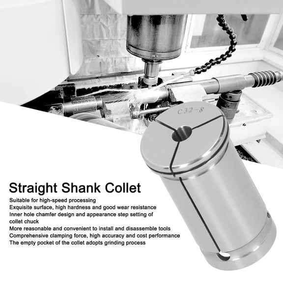 C32-8 Straight Shank Collet Chuck 8mm Inner Diameter 65Mn Steel for CNC Milling Machine Heavy Cutting