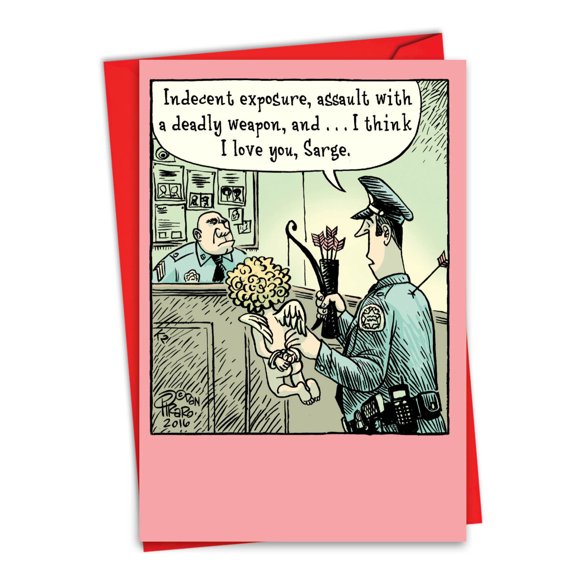 C3550VDG Humor Valentine's Day Greeting Card 'Police Love' with Envelope by NobleWorks