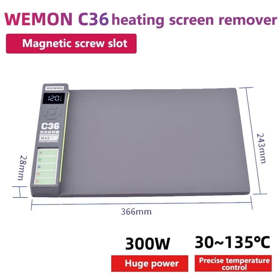 C36 LCD Screen Separator Heating Pad, 300W Phone Screen Repair Tool with Precise Temperature Control (30-135C) for iPhone, Samsung and Other Mobile Devices