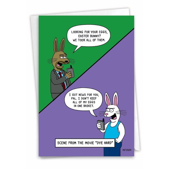 NobleWorks Funny Easter Greeting Card w/ 5x7 Envelope (1 Card), for Men, Women, Dye Hard C3623EAG