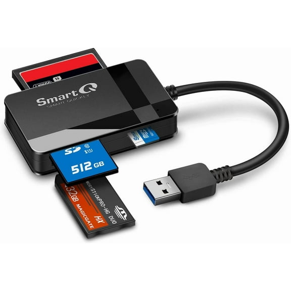 C368 USB 3.0 Card Reader - Plug & Play, Compatible with & Windows, Supports SD, Micro SD, MS, CF Cards
