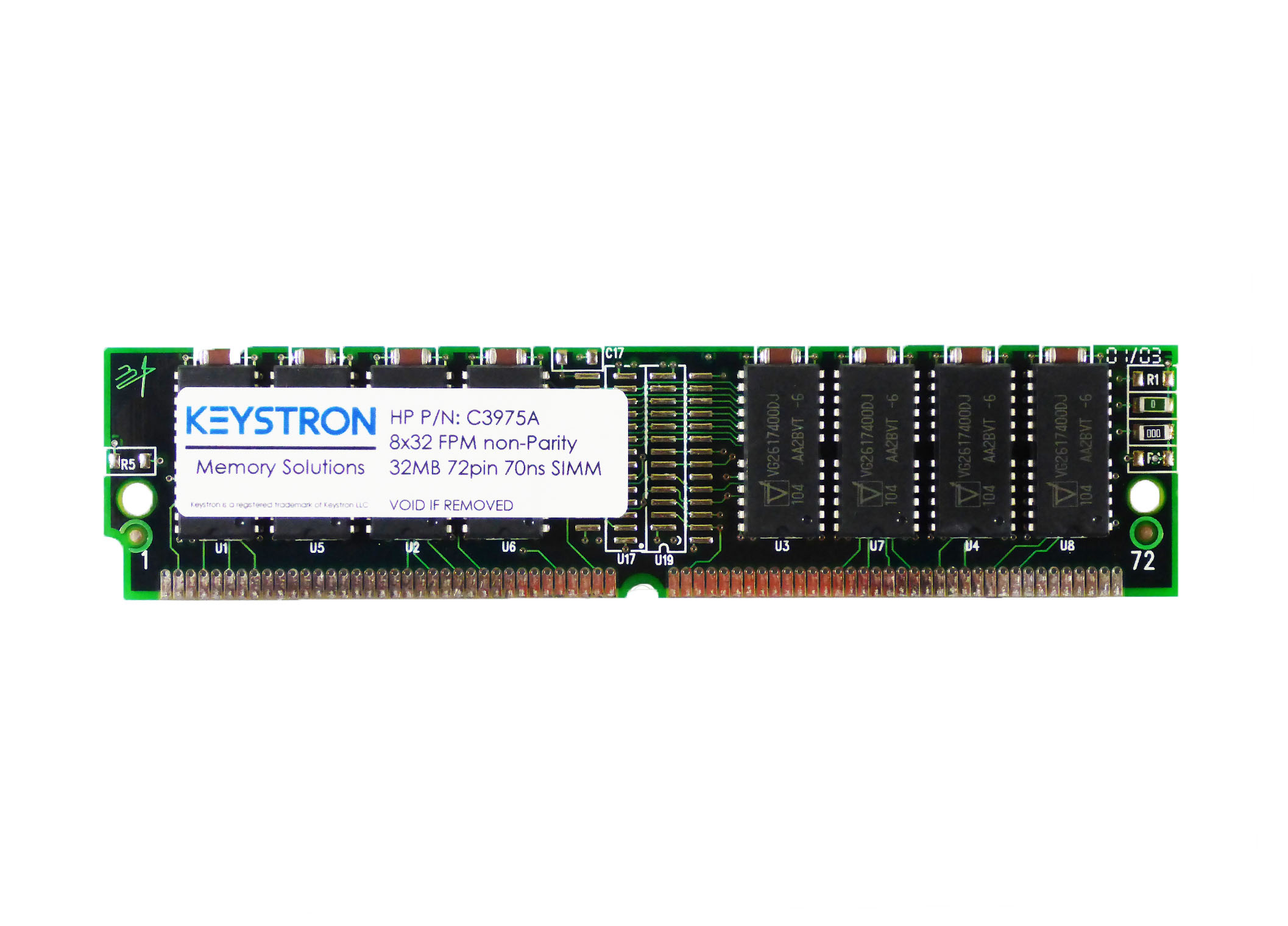 C3975A 32MB 70ns 72pin SIMM Memory Upgrade for HP LaserJet 4+, 4M+, 5, 5N, 5M, 5Si, 4V, 4MV