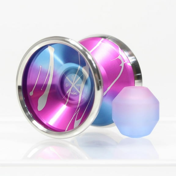 C3yoyodesign Ambition Yo-Yo - Bimetal - 7075 AL with SS Rims - Lee Jihoo Signature YoYo (Pink Purple Blue Fade w/ Silver Splash and PoryKon Freesia Counterweight)