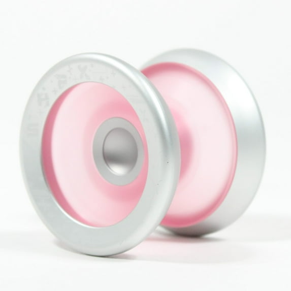 C3yoyodesign SHFX Speedaholic FX Yo-Yo - Finger Spin Extreme - Hybrid YoYo (Translucent Pink with Matte Silver Rings)