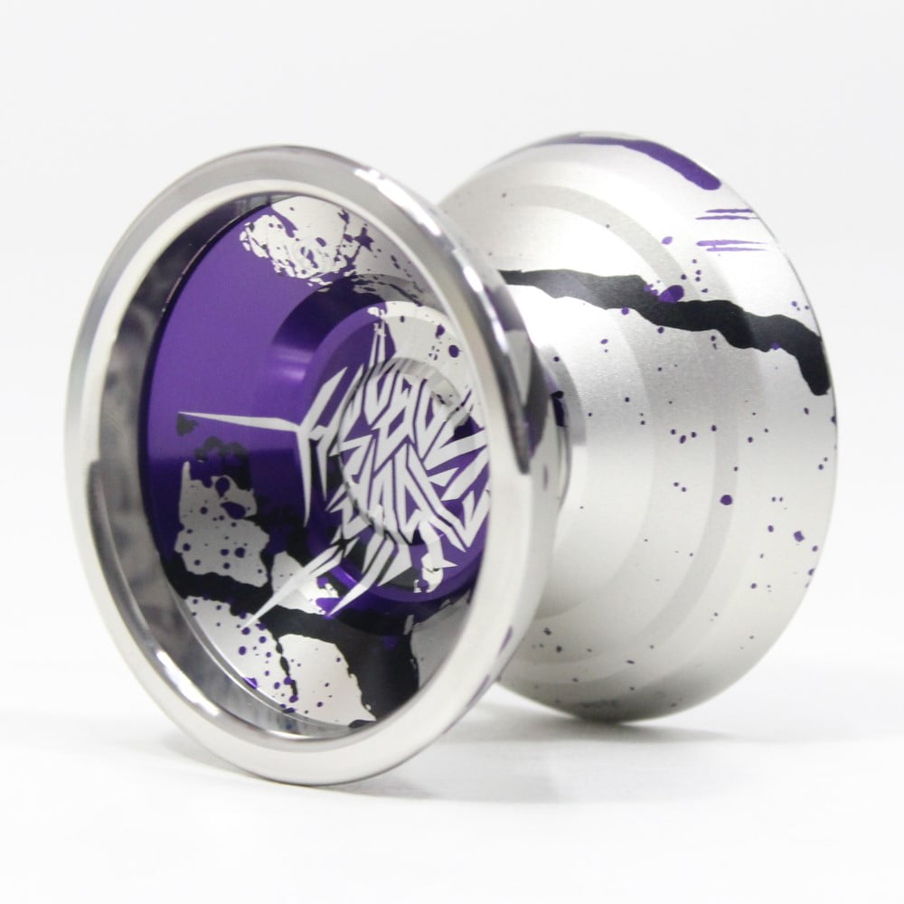 C3yoyodesign Saber Crash Yo-Yo - Inner Ring Bi-Metal YoYo (Silver with Purple Black Splash)