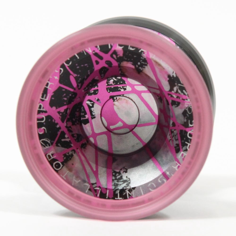 C3yoyodesign Super Scintillator Yo-Yo - Hybrid Tri-Material - Simpson Wong Signature YoYo (Black Pink Black Rims Pink Rings)