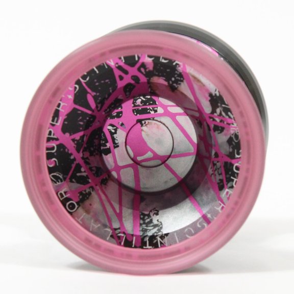 C3yoyodesign Super Scintillator Yo-Yo - Hybrid Tri-Material - Simpson Wong Signature YoYo (Black Pink Black Rims Pink Rings)