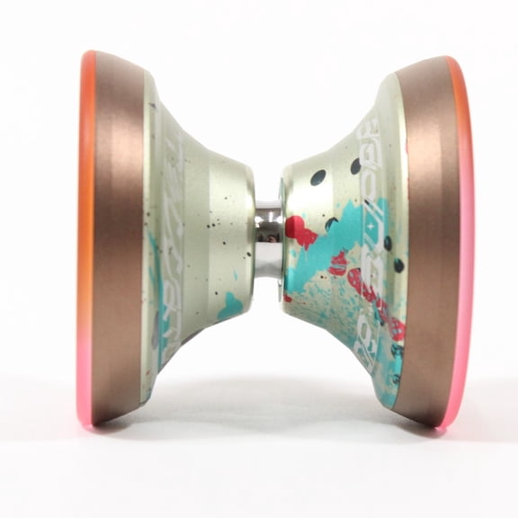 C3yoyodesign Super Scintillator Yo-Yo - Hybrid Tri-Material - Simpson Wong Signature YoYo (Champagne Teal Red Bronze Rims Fade PC)