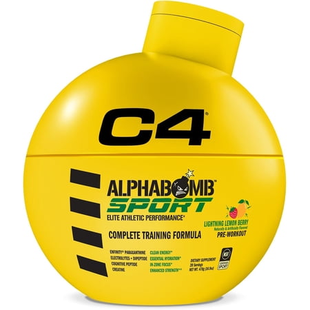 C4 AlphaBomb Sport Pre Workout, Lightning Lemon Berry, 20 Servings