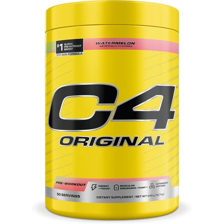 C4 Original Pre Workout Powder, 200mg Caffeine Energy Formula with Beta Alanine & Creatine for Endurance, Focus & Performance, Zero Sugar Preworkout for Men & Women – Watermelon, 50 Servings