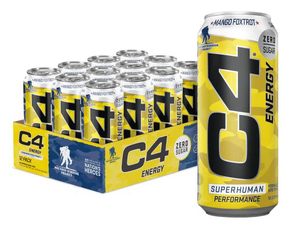 C4 Energy Carbonated Zero Sugar Energy Drink, Pre Workout Drink + Beta