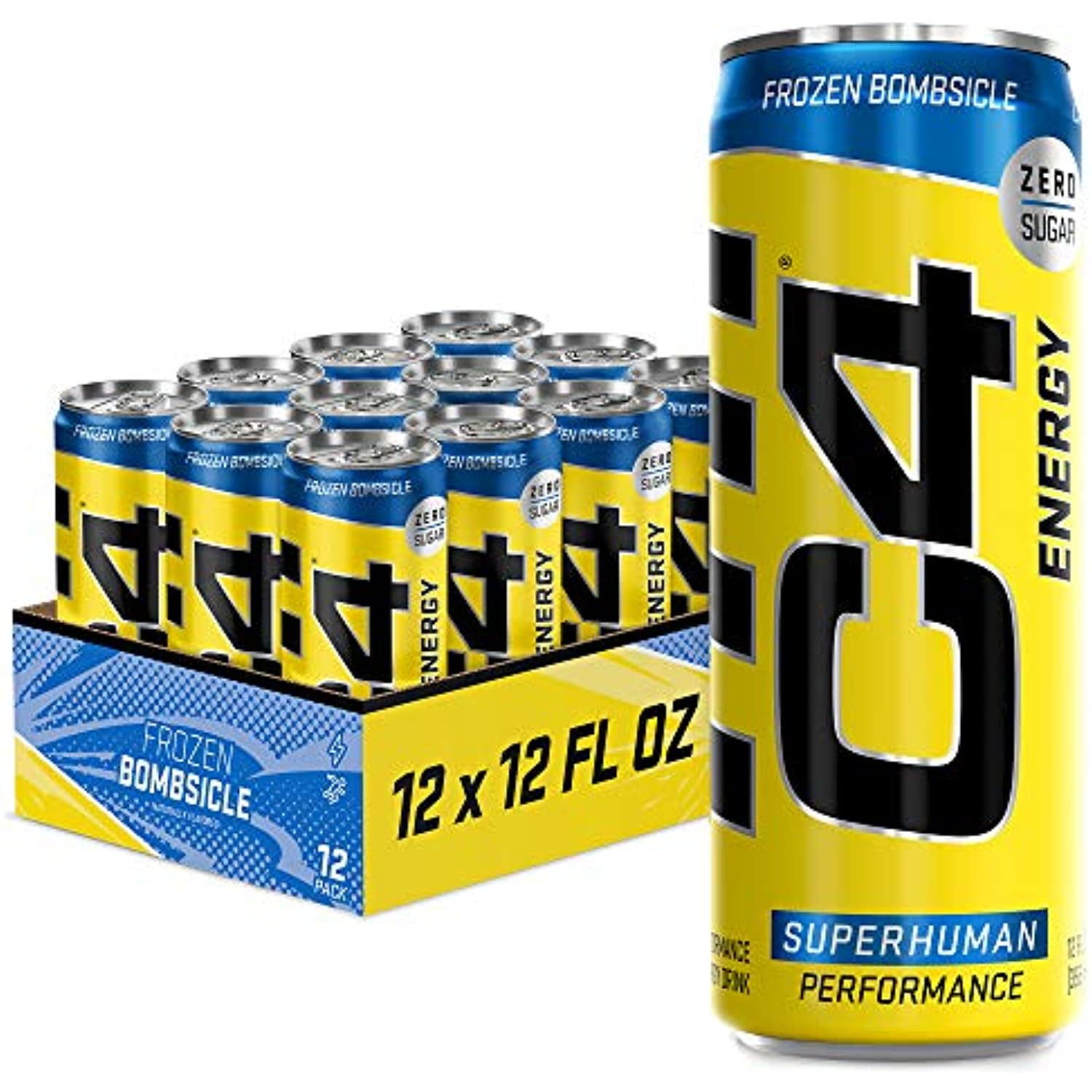 C4 Energy Drink 12Oz (Pack Of 12) Frozen Bombsicle Sugar Free Pre Workout Performance Drink