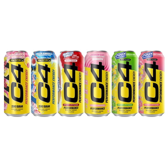 C4 Energy Drink 6Flavor Sampler Pack, 16 fl oz Cans (6 Count), Zero Sugar