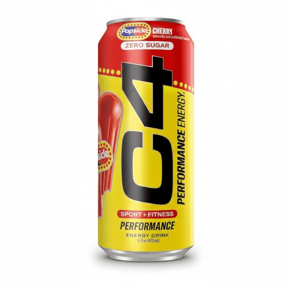 C4 Energy Drink Cherry, Carbonated Sugar Free Pre Workout Performance Drink with no Artificial Colors or Dyes, 16 Oz