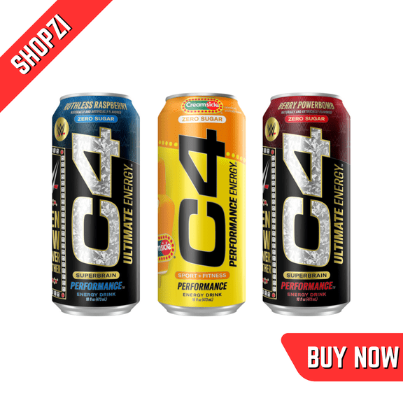 C4 Energy Drink Variety Pack, 18 Count (16 fl oz Cans, Ruthless Raspberry, Berry Powerbomb, Orange Creamsicle), Performance Carbonated Energy Beverage