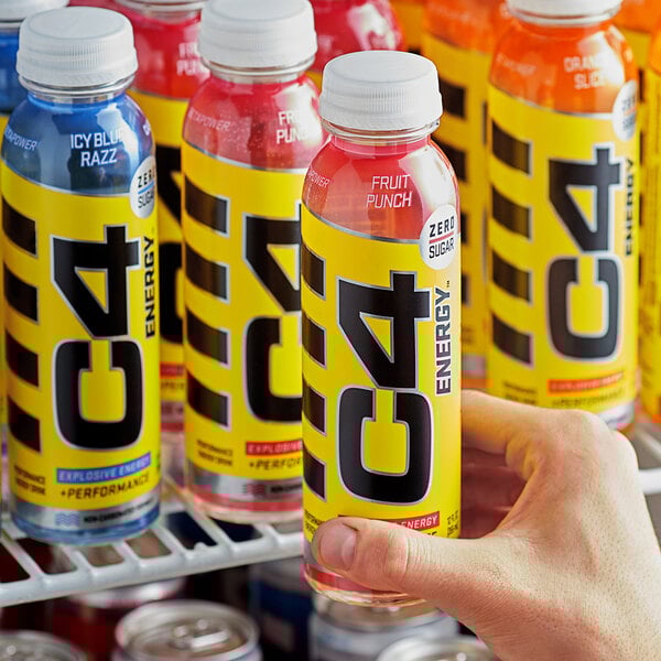 C4 Energy Fruit Punch Energy Drink 12 fl. oz. Bottle - 12/Case