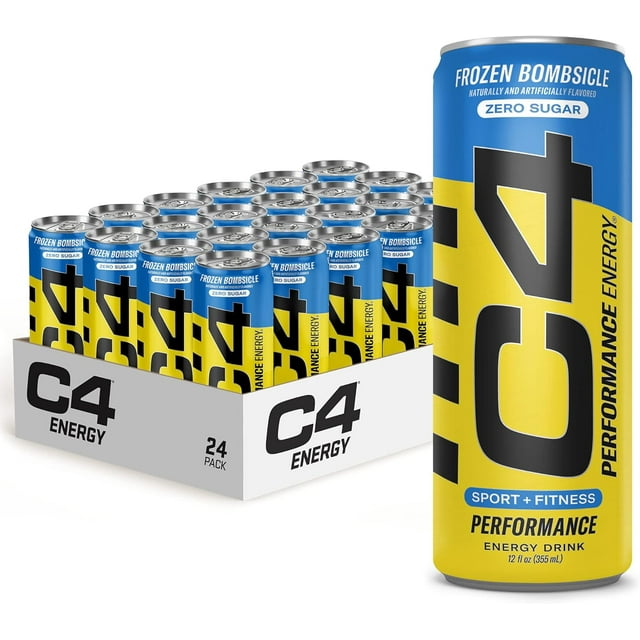 C4 Energy NonCarbonated Zero Sugar Energy Drink, Pre Workout Drink + Beta Alanine, Icy Blue