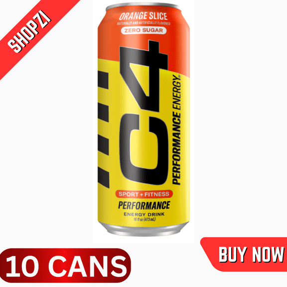 C4 Energy Performance Carbonated Drink, Orange Slice, 10 Pack (16 fl oz Cans), SugarFree PreWorkout Energy Beverage