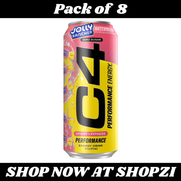 C4 Energy Performance Drink Jolly Rancher Watermelon 16oz 8 Pack