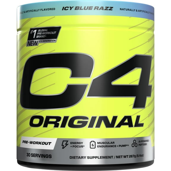 C4 Original Pre-Workout - Icy Blue Razz - 9.4 oz- Pack of 2