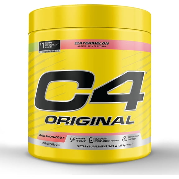 C4 Original Pre Workout Powder, 200mg Caffeine Energy Formula with Beta Alanine & Creatine for Endurance, Focus & Performance, Zero Sugar Preworkout for Men & Women Watermelon, 25 Servings