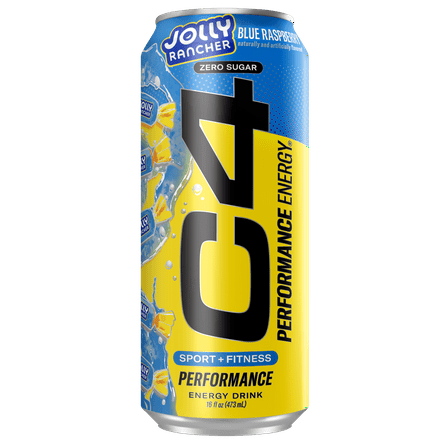 C4 Performance Energy Drink, Jolly Rancher Blue Raspberry, 16oz, Single Can