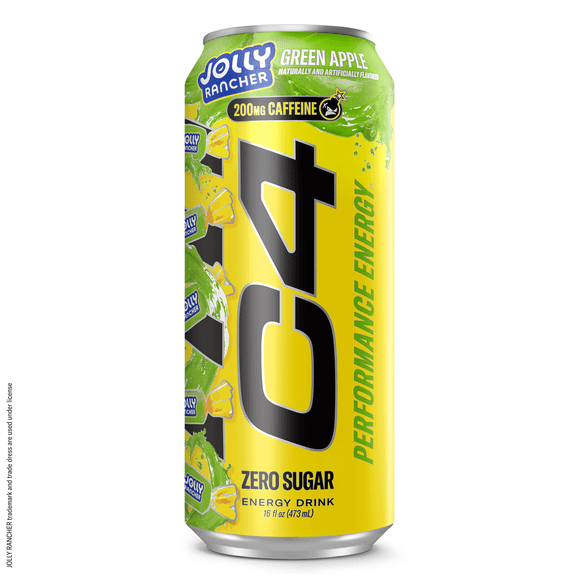 C4 Performance Energy Drink, Jolly Rancher Green Apple, 16 fl oz Single Can