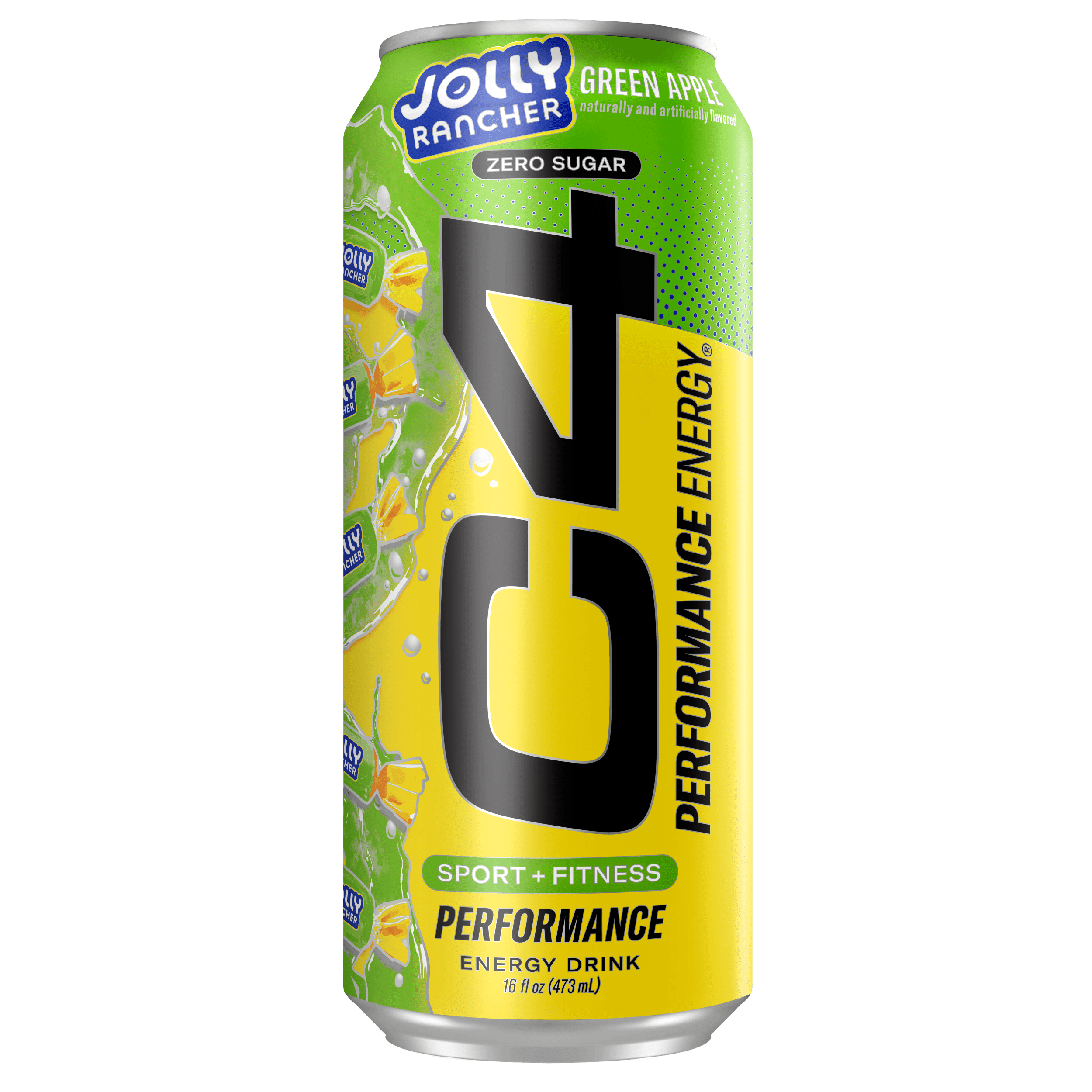 C4 Performance Energy Drink, Jolly Rancher Green Apple, 16oz, Single Can