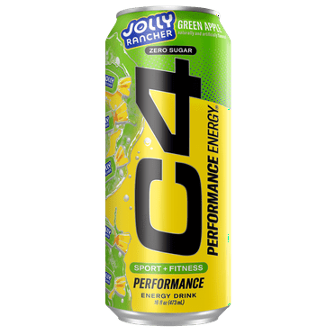 C4 Performance Energy Drink, Jolly Rancher Green Apple, 16oz, Single Can