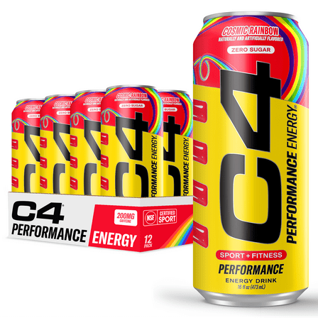 C4 Energy Performance Drink, Cosmic Rainbow, 16 oz, 12 Pack Cans