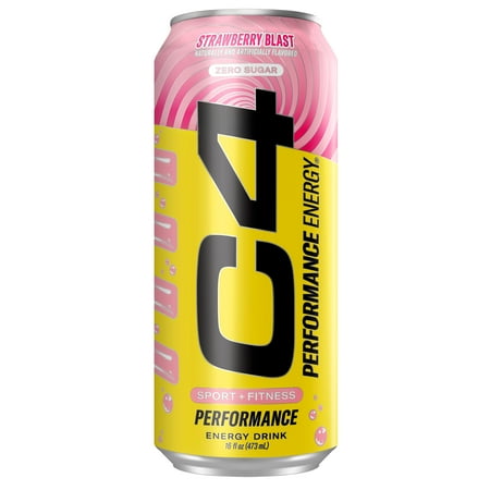 C4 Performance Energy Drink, Strawberry Blast, 16oz, Single Can
