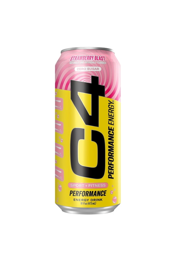 C4 Performance Energy Drink, Strawberry Blast, 16oz, Single Can