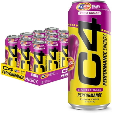 C4 Performance Energy Grape Popsicle, 12 Pack of 16oz Cans