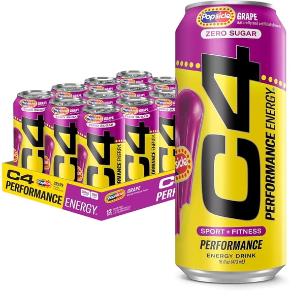 Cellucor C4 Energy Performance Grape Popsicle, 12 Pack of 16oz Cans
