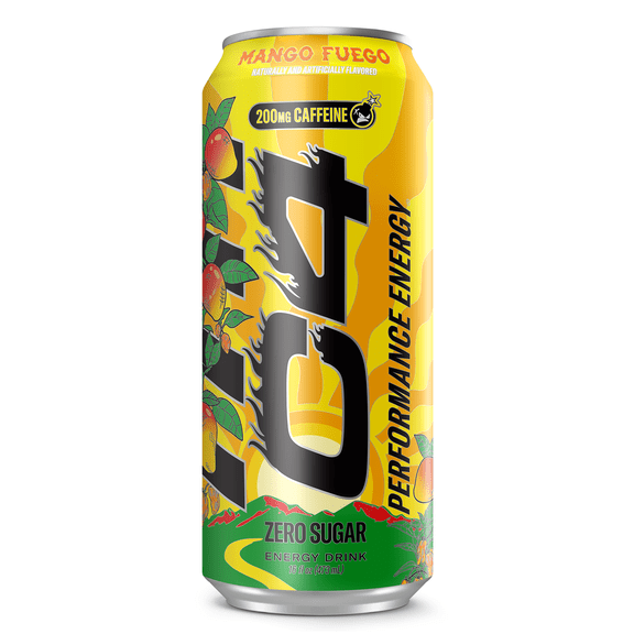 C4 Performance Energy, Sport & Fitness Energy Drink, Mango Fuego, Zero Sugar, 16 fl oz