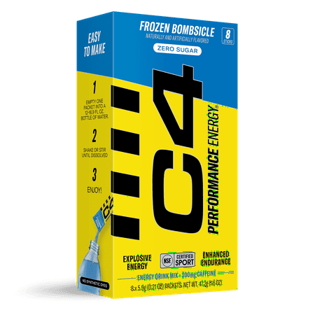 C4 Performance Energy Powder Mix Frozen Bombsicle, 8 Pack
