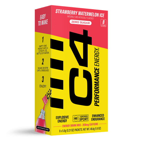 C4 Performance Energy Powder Mix Strawberry Watermelon Ice, 8 Pack