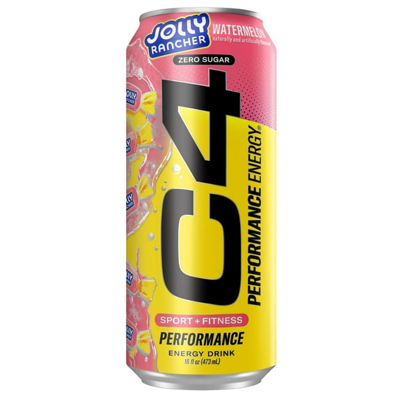 C4 Performance Zero Sugar Energy Drink - Jolly Rancher Watermelon - 16 oz- Pack of 2