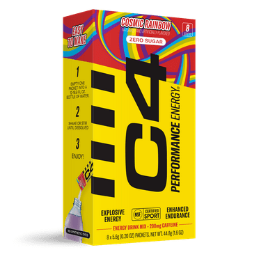 C4 Performance Energy Powder Drink Mix, Cosmic Rainbow, 8 Pack