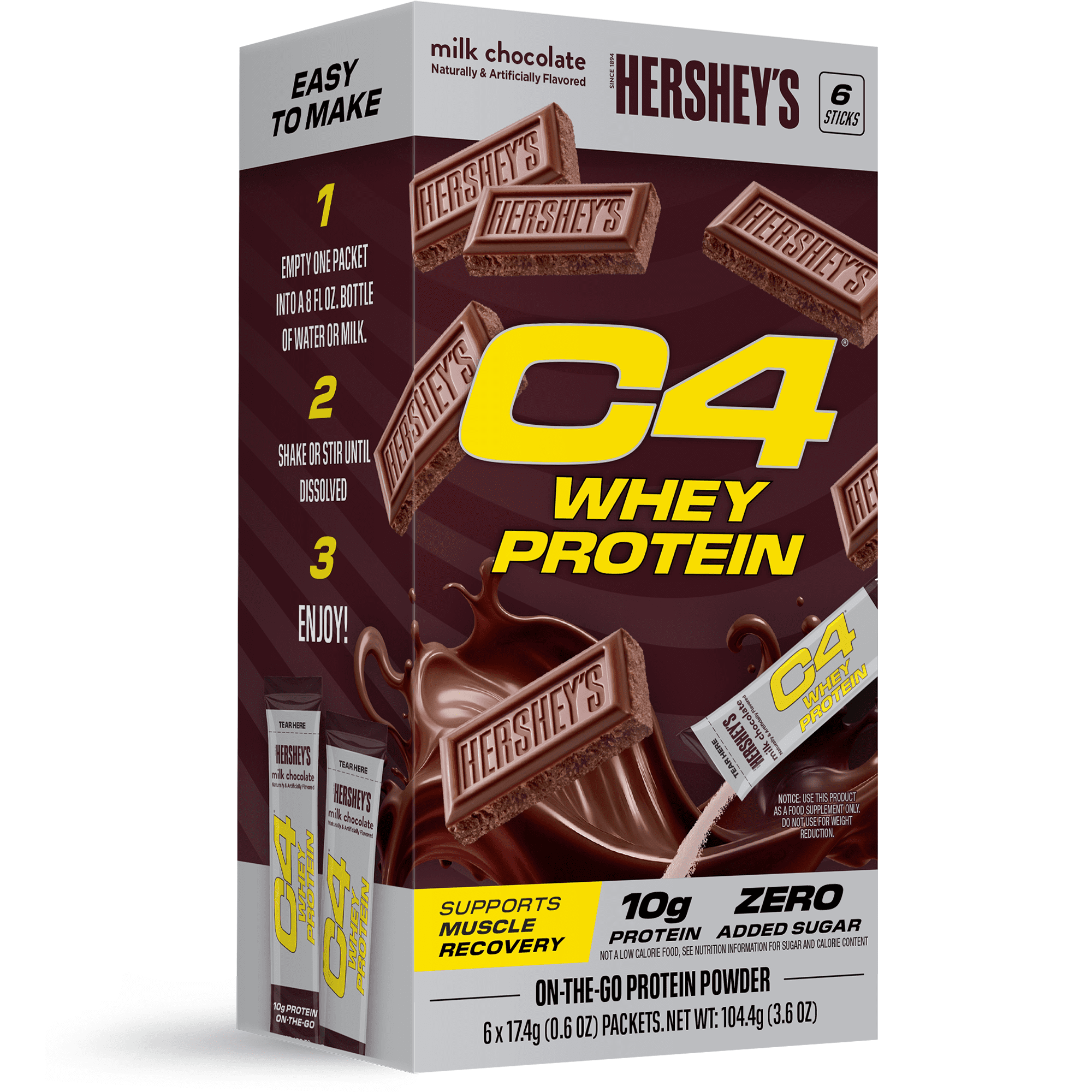 C4 Drink Mix Hershey's Chocolate Protein, 6 Powder Stick Packs