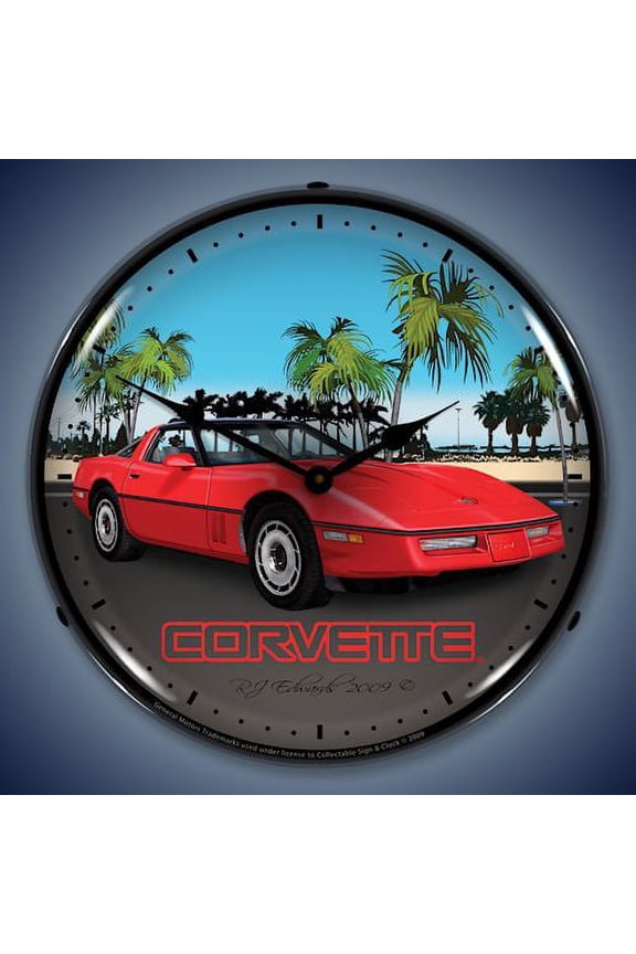 C4 Red Corvette Lighted Clock