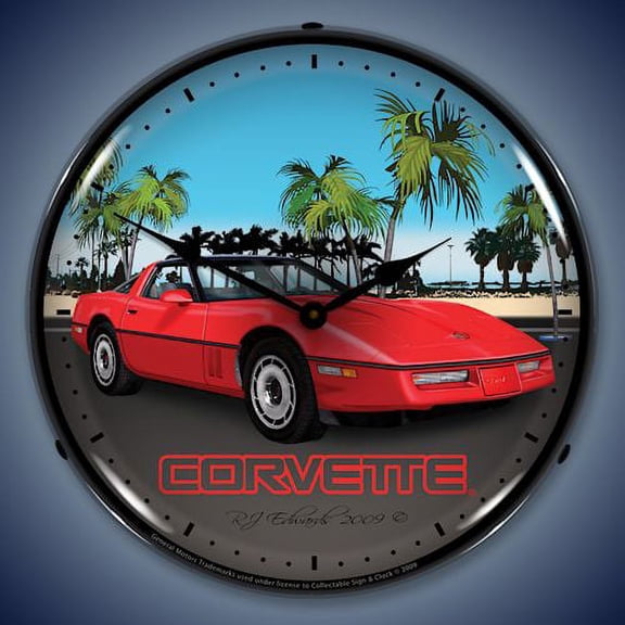 C4 Red Corvette Lighted Clock